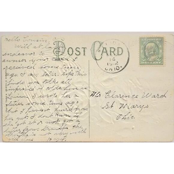 Lot Of Four Vintage Antique Embossed Postcards Flowers - Picture 9 of 9